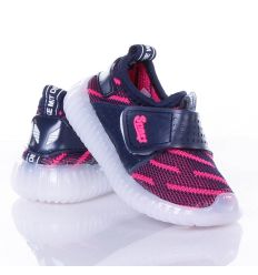 Világítós, gumi talpú, tépőzáras, rugalmas vászon anyagú gyerek cipő (X-2966)