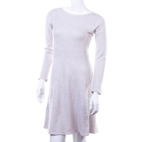 Derekán mintás, lefelé bővülő, rugalmas, kötött anyagú női tunika, ruha (LV5136)
