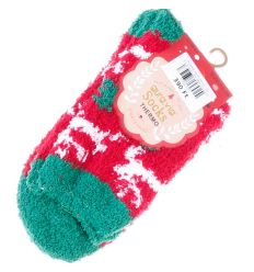 Vegyes karácsonyi, téli mintás női zsenília zokni (SNB51)