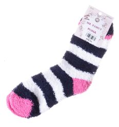 Színes csíkos, női zsenília zokni (WP5507)